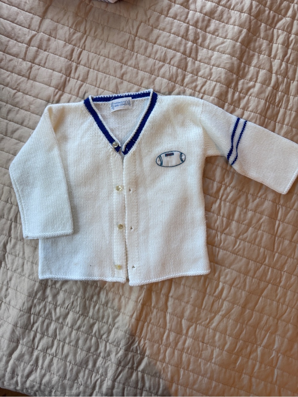 Vintage Baby Football Sweater Blue and Red Approx 12m